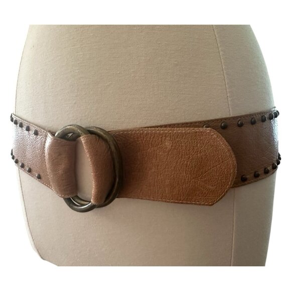 Streets Ahead Belt Women Large Double D Ring Stud Italian Leather Buckle BOHO main image 4